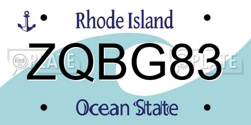 ZQBG83 Rhode Island License Plate