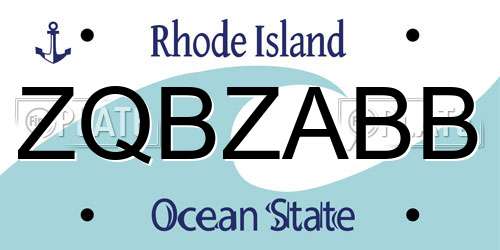 ZQBZABB Rhode Island License Plate