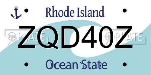 ZQD40Z Rhode Island License Plate