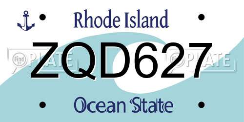 ZQD627 Rhode Island License Plate