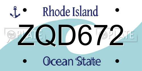 ZQD672 Rhode Island License Plate