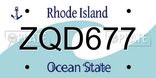 ZQD677 Rhode Island License Plate