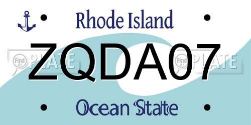 ZQDA07 Rhode Island License Plate