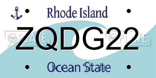 ZQDG22 Rhode Island License Plate