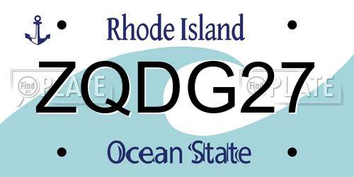 ZQDG27 Rhode Island License Plate