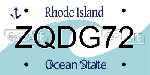 ZQDG72 Rhode Island License Plate
