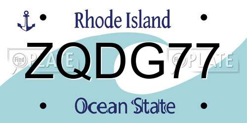 ZQDG77 Rhode Island License Plate