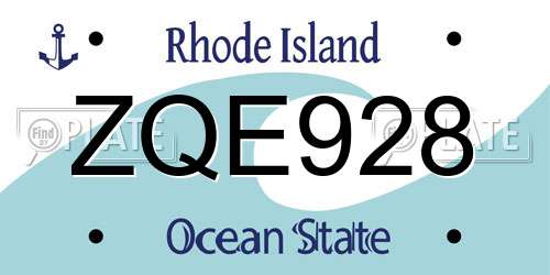 ZQE928 Rhode Island License Plate