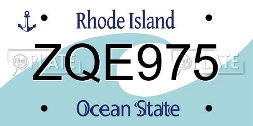ZQE975 Rhode Island License Plate
