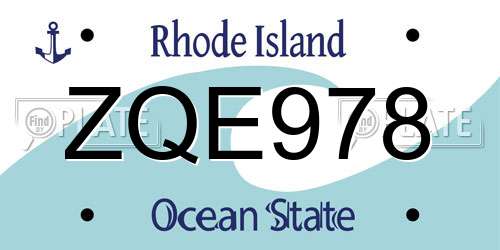 ZQE978 Rhode Island License Plate