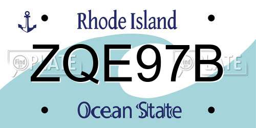 ZQE97B Rhode Island License Plate