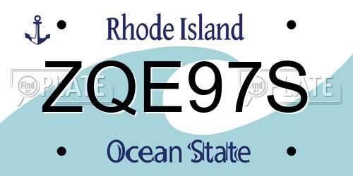 ZQE97S Rhode Island License Plate