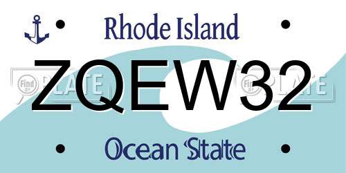 ZQEW32 Rhode Island License Plate