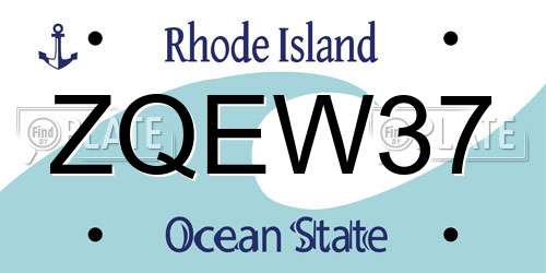 ZQEW37 Rhode Island License Plate