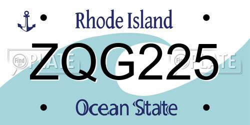 ZQG225 Rhode Island License Plate