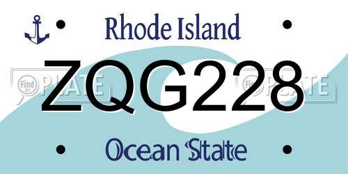 ZQG228 Rhode Island License Plate