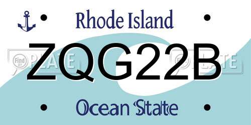 ZQG22B Rhode Island License Plate