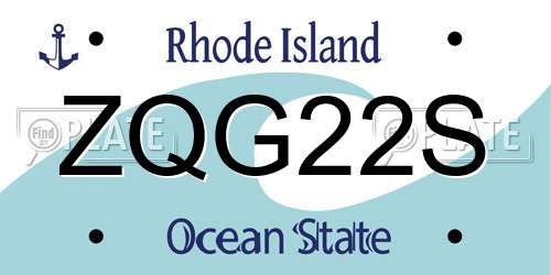 ZQG22S Rhode Island License Plate
