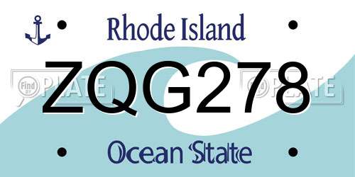 ZQG278 Rhode Island License Plate