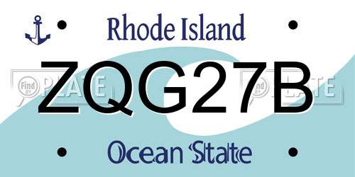 ZQG27B Rhode Island License Plate