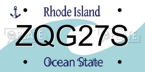 ZQG27S Rhode Island License Plate