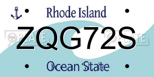 ZQG72S Rhode Island License Plate