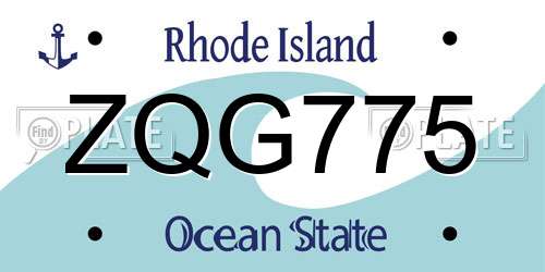 ZQG775 Rhode Island License Plate