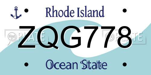 ZQG778 Rhode Island License Plate