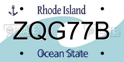 ZQG77B Rhode Island License Plate