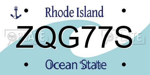 ZQG77S Rhode Island License Plate