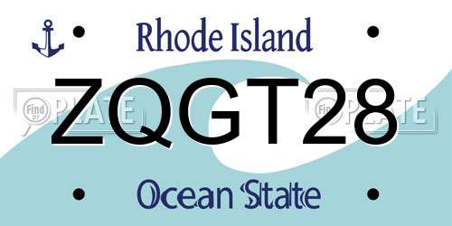 ZQGT28 Rhode Island License Plate