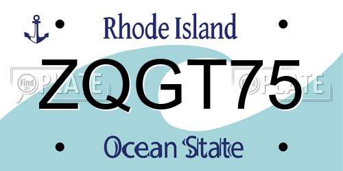 ZQGT75 Rhode Island License Plate