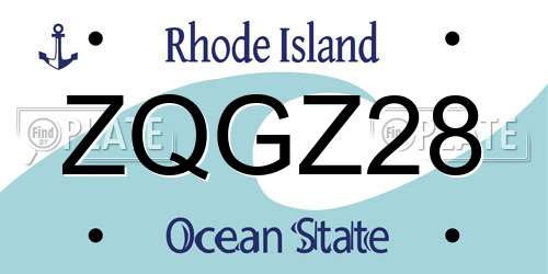 ZQGZ28 Rhode Island License Plate