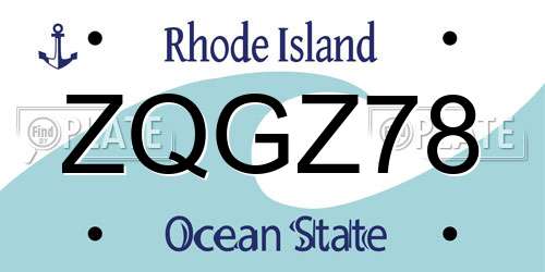ZQGZ78 Rhode Island License Plate
