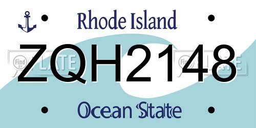 ZQH2148 Rhode Island License Plate