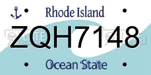 ZQH7148 Rhode Island License Plate