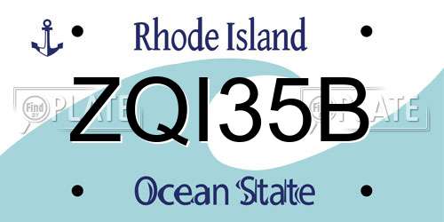 ZQI35B Rhode Island License Plate