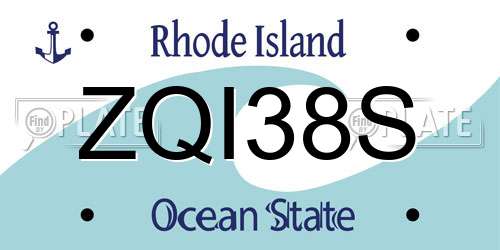 ZQI38S Rhode Island License Plate