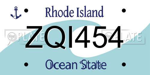 ZQI454 Rhode Island License Plate