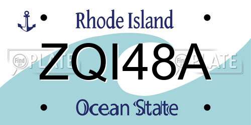 ZQI48A Rhode Island License Plate