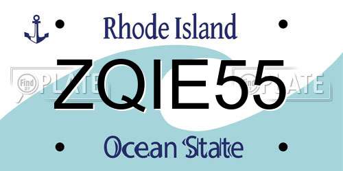 ZQIE55 Rhode Island License Plate