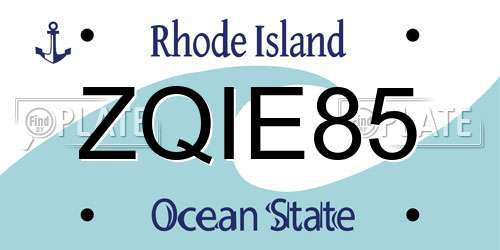 ZQIE85 Rhode Island License Plate