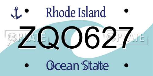 ZQO627 Rhode Island License Plate