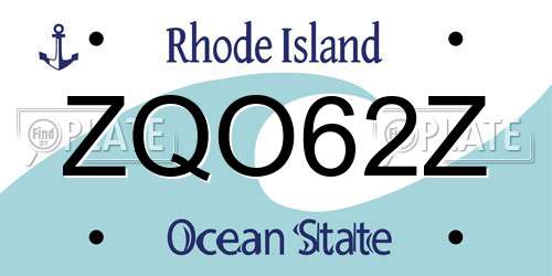 ZQO62Z Rhode Island License Plate