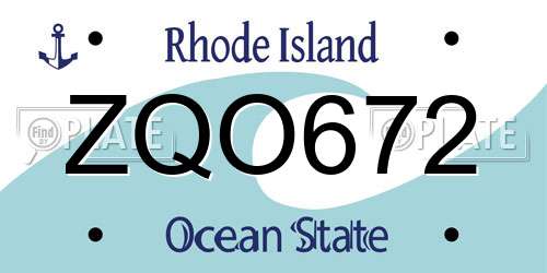 ZQO672 Rhode Island License Plate