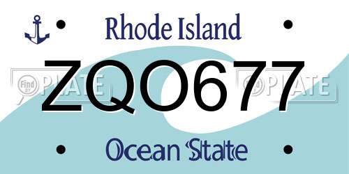 ZQO677 Rhode Island License Plate