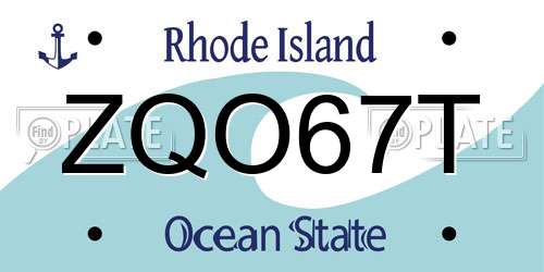 ZQO67T Rhode Island License Plate