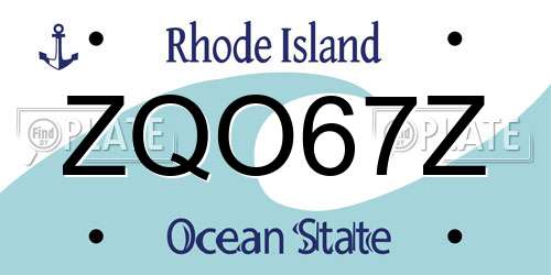 ZQO67Z Rhode Island License Plate