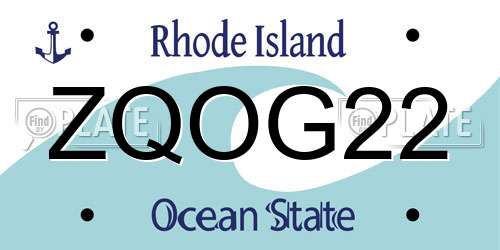 ZQOG22 Rhode Island License Plate