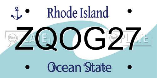 ZQOG27 Rhode Island License Plate